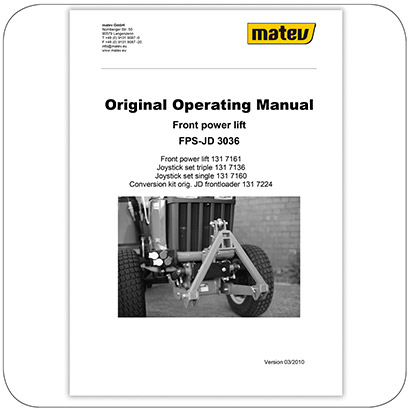 Instruction Manual - Front power lift FPS-JD 3036