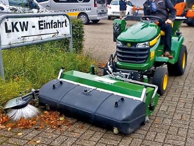 Sweeper on a Ride-on Mower