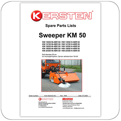 Spare Parts Lists Front Sweeper KM 50
