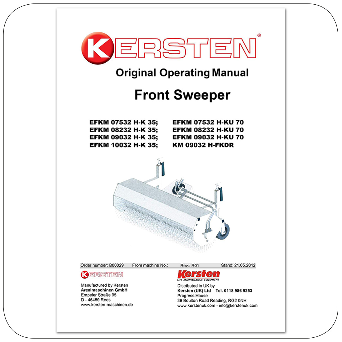 Instruction Manual Front Sweeper EFKM 07532, EFKM 08232, EFKM 09032, EFKM 10032 - Attachments - B00029